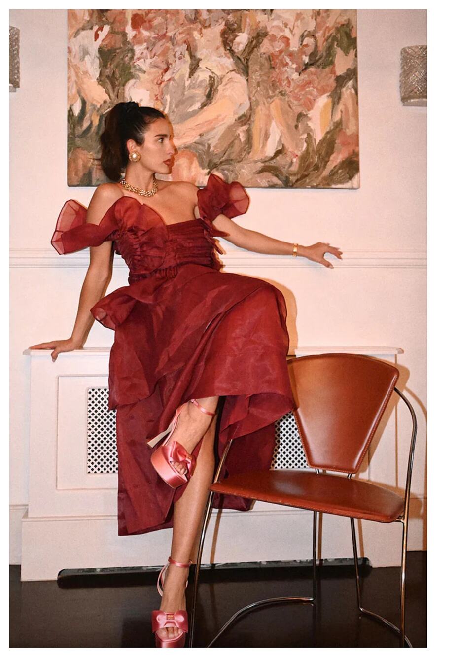 NEW Aje Asra Pleated Frill Midi Dress Size AU/10, US/6